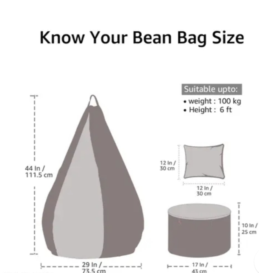 OHSTORE Premium leatherette bean bag cover, Luxury bean bag cover, Stylish teardrop bean bag (Multicolor, 4XL)