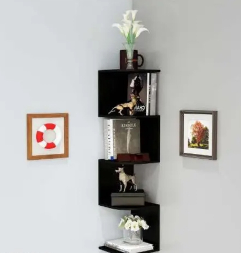 Threehouse crafts Decoretive Corner  Zig Zag Wall Shelves, Office Wall Decor, Home decor, Living Room Wall decor
