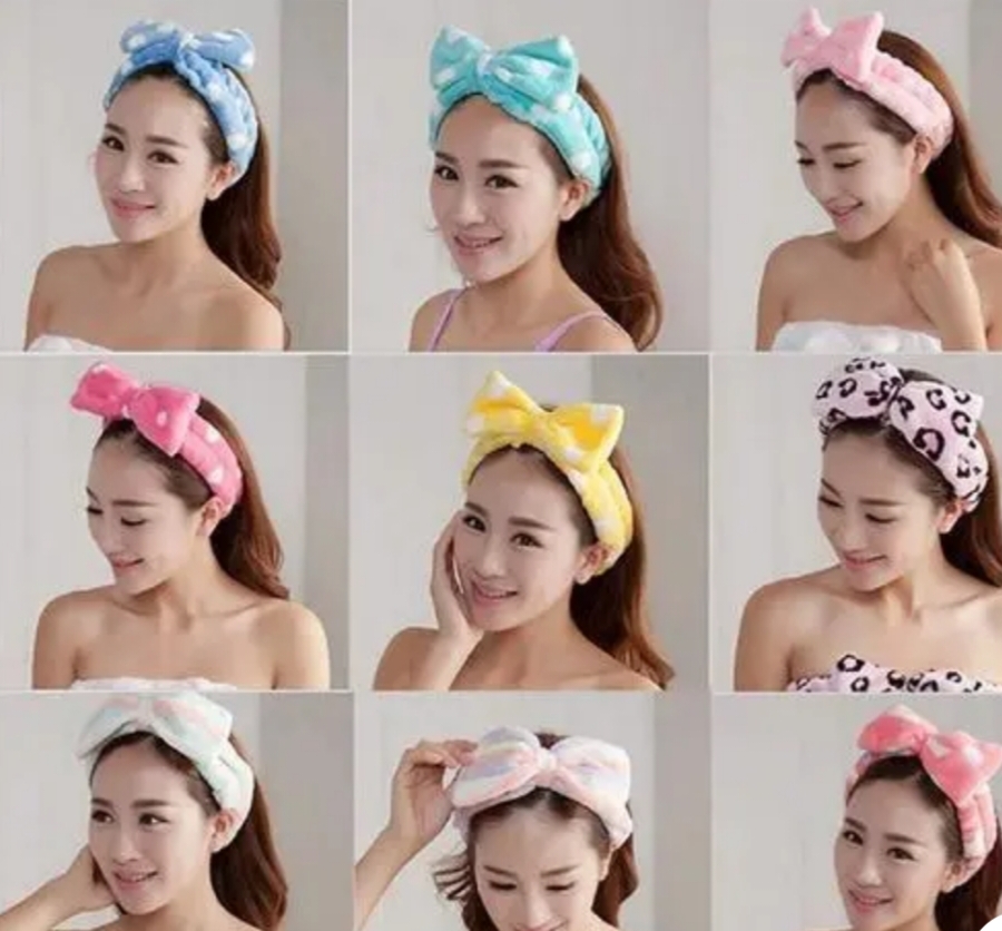 myra collection Soft Bowknot Bow Makeup Cosmetic Shower Elastic Hair Band Hair band Multi Color 3 pcs Multicolor color Fabric thalamudi kattu/thalamudi bandham/Jada Bandlu/Muti pattaikal/hair